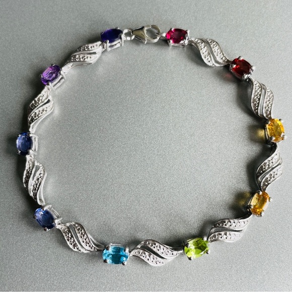 Sterling Silver Tennis Bracelets with Natural Gemstones ‼️ ASK FOR PRICE… - Picture 9 of 17